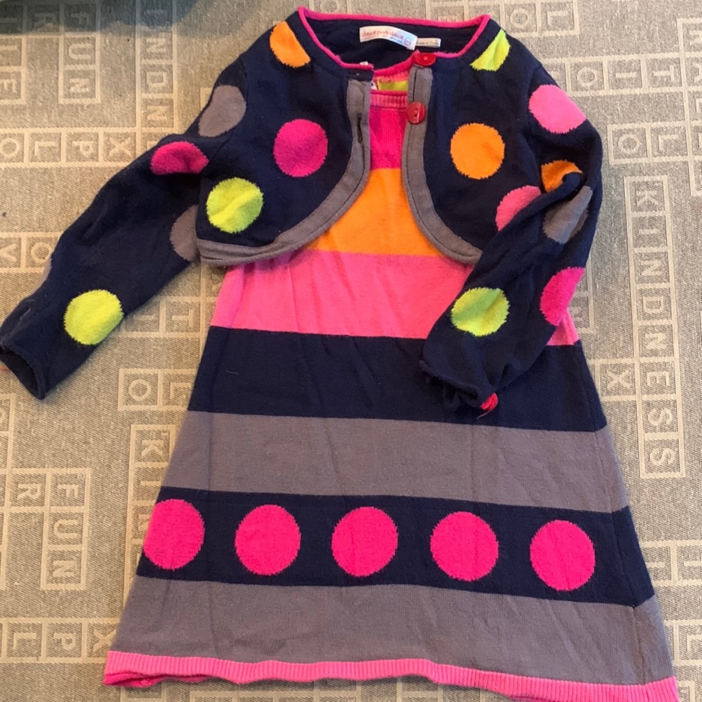 Girls short sleeve sweater dress with shrug EUC